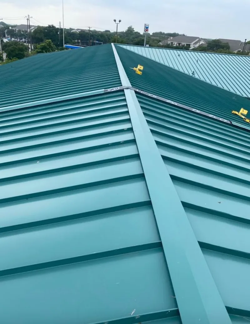 Green commercial metal roof ridge and valley for Metal Roof Repair in Detroit